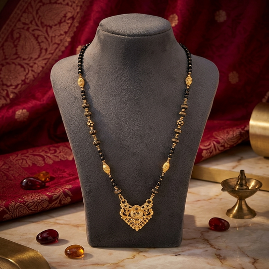 DIVYORO ORNATE FLORAL GOLD MANGALSUTRA