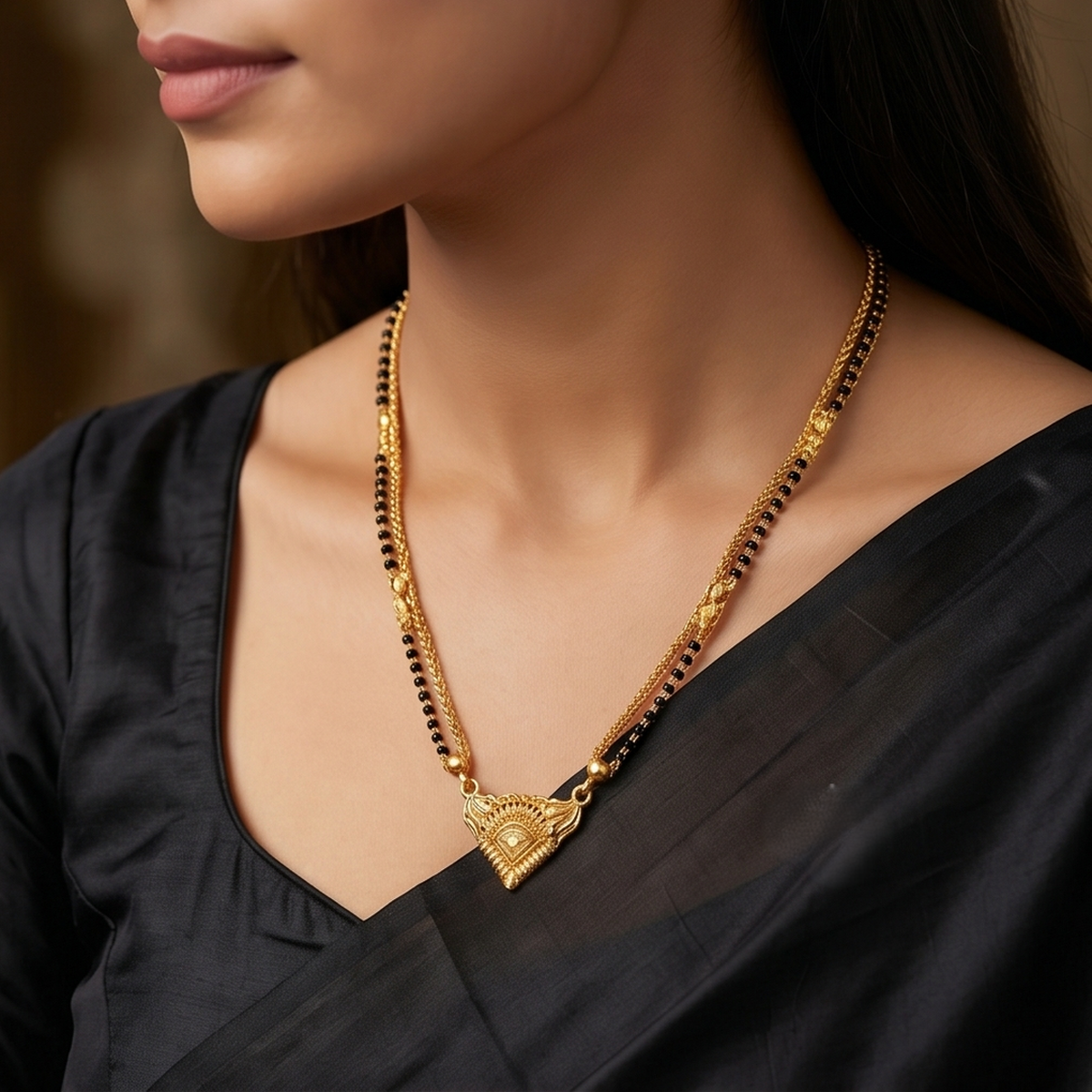 DIVYORO DETAILED GOLD LINK MANGALSUTRA