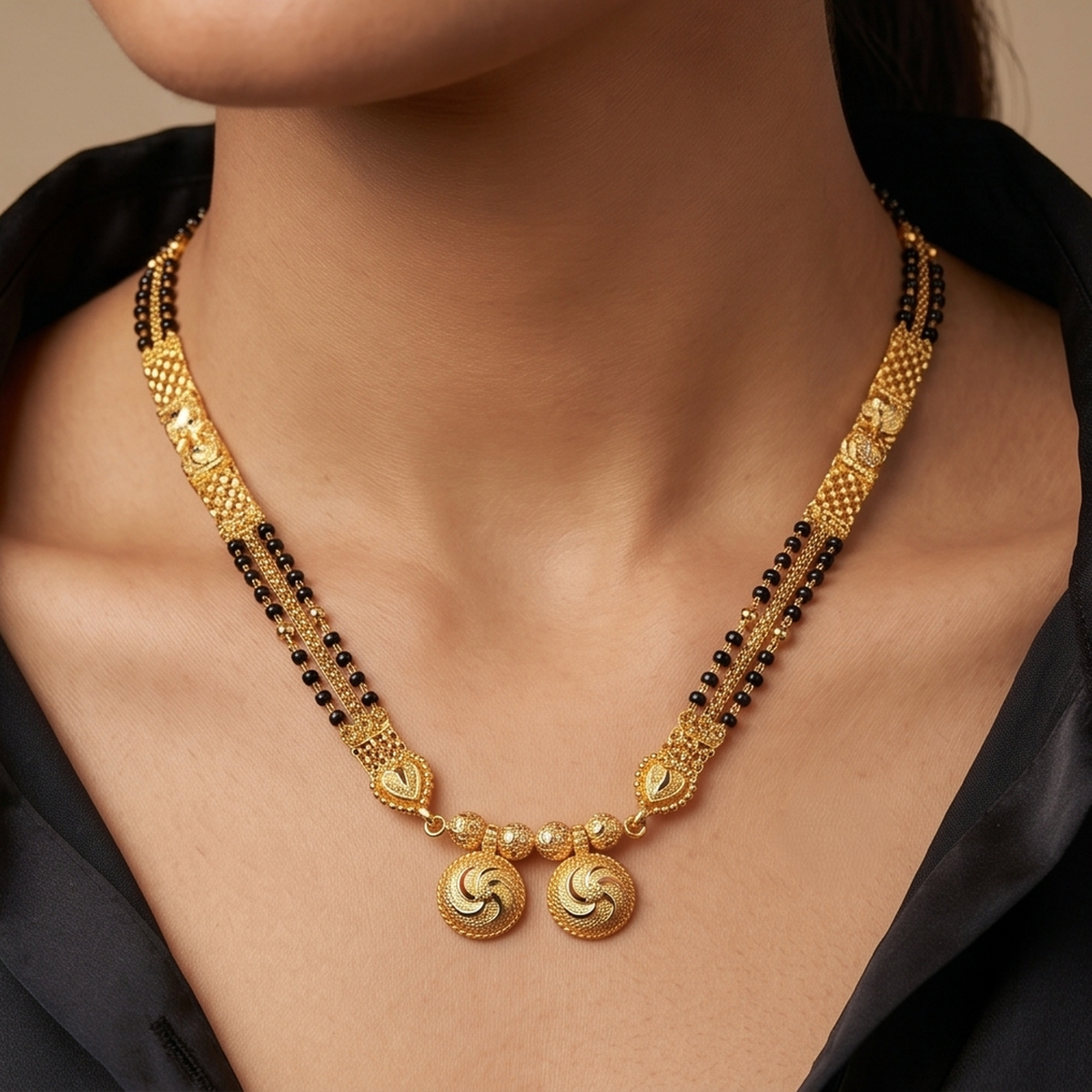 DIVYORO MINIMALIST DOUBLE BEAD MANGALSUTRA