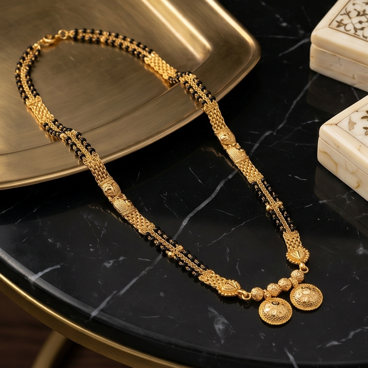 DIVYORO DELICATE GOLD BEAD MANGALSUTRA