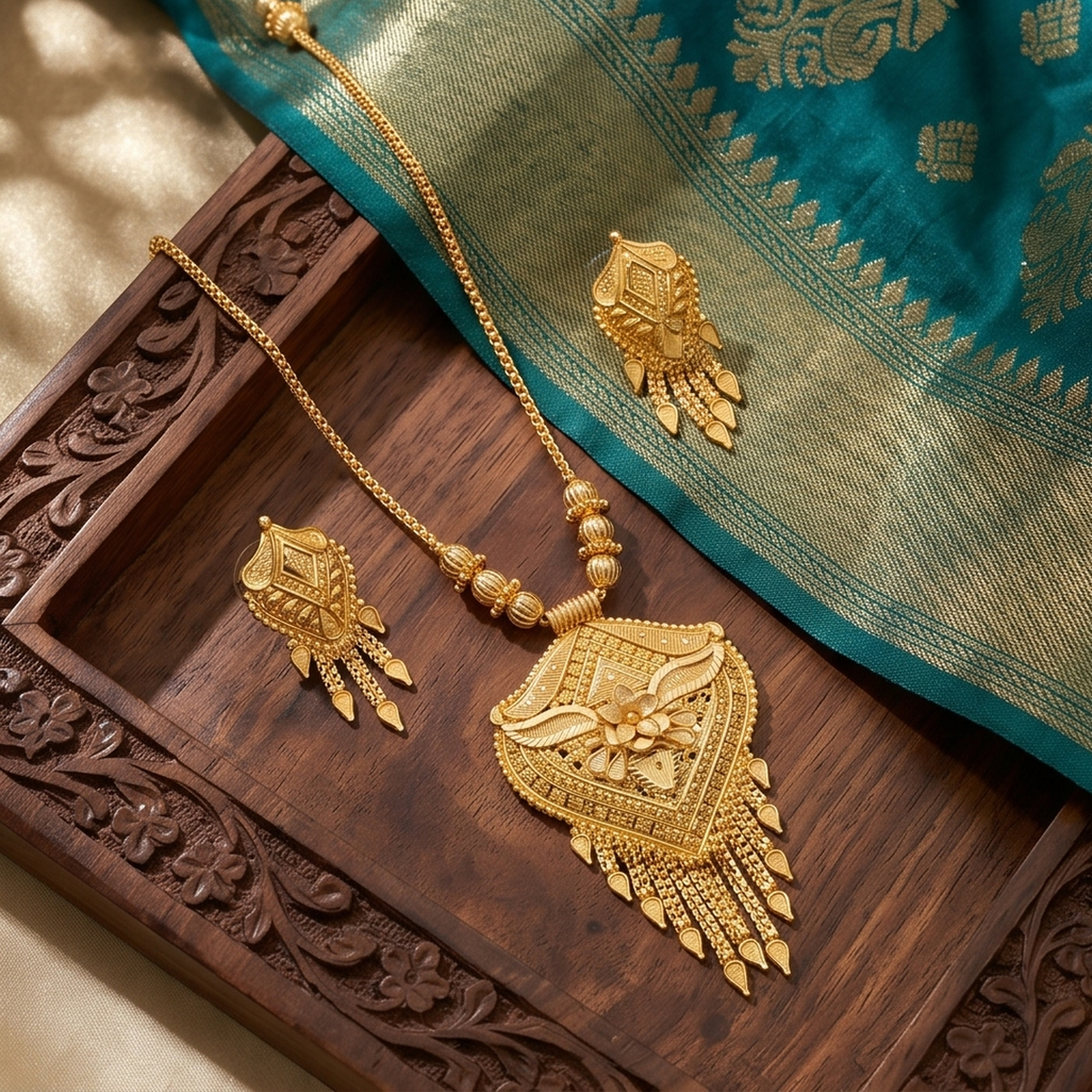 DIVYORO TRADITIONAL DANGLE GOLD SET