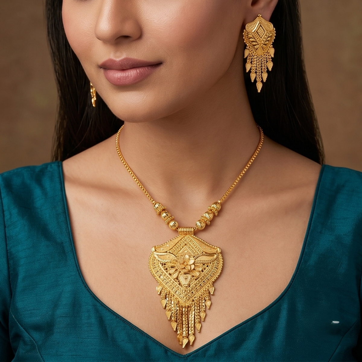 DIVYORO TRADITIONAL DANGLE GOLD SET