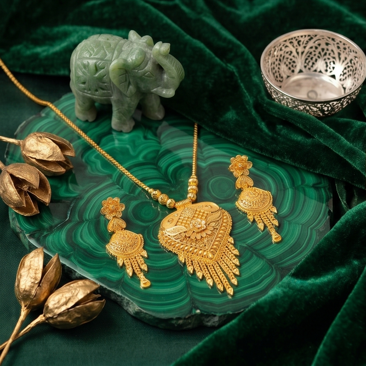 DIVYORO ELEGANT FILIGREE GOLD SET