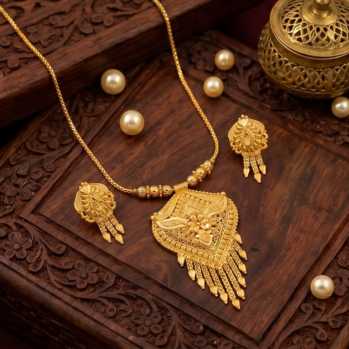 DIVYORO INTRICATE PATTERN GOLD SET