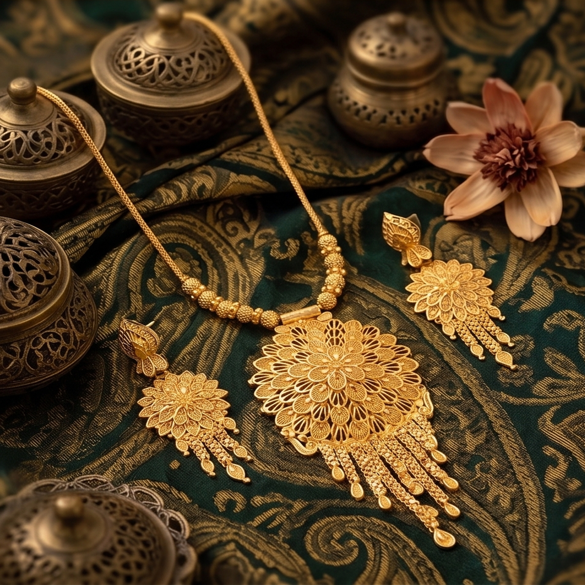 DIVYORO ORNATE FLORAL GOLD SET