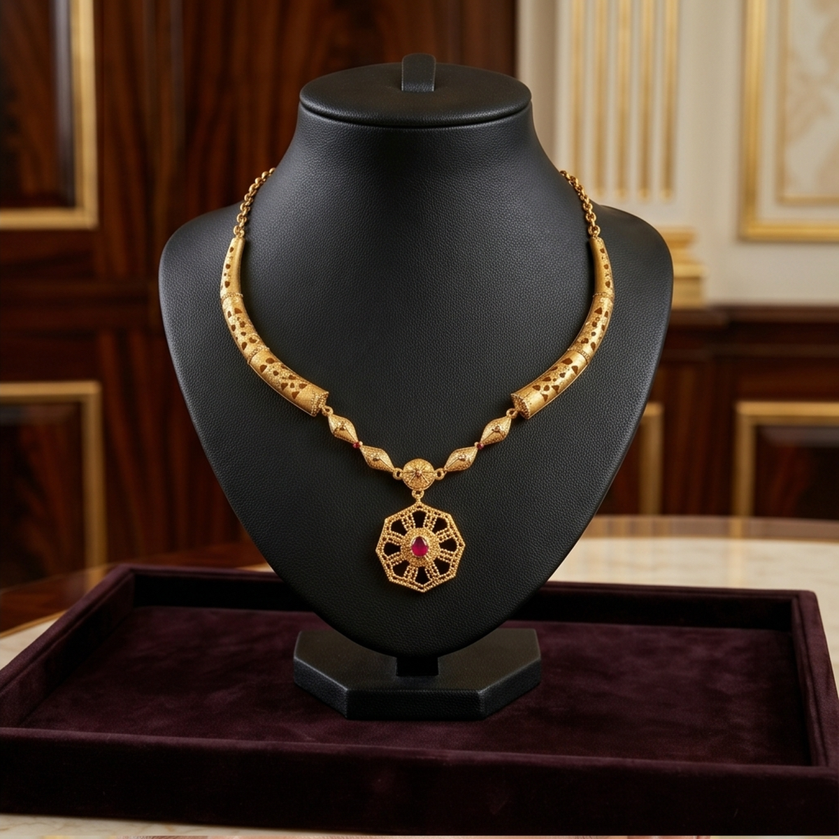 DIVYORO HEXAGONAL PATTERN GOLD SET