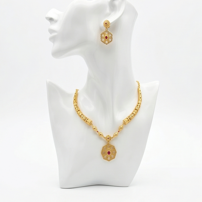 DIVYORO HEXAGONAL PATTERN GOLD SET