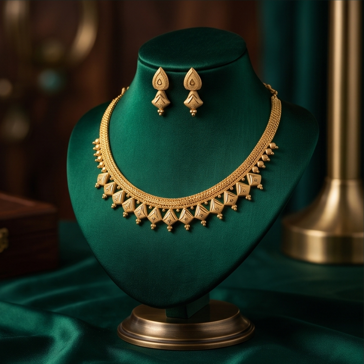 DIVYORO GEOMETRIC PATTERN GOLD SET