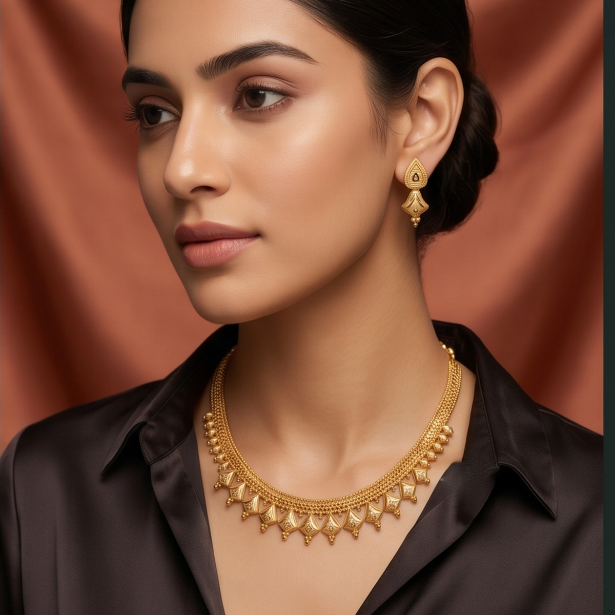 DIVYORO GEOMETRIC PATTERN GOLD SET