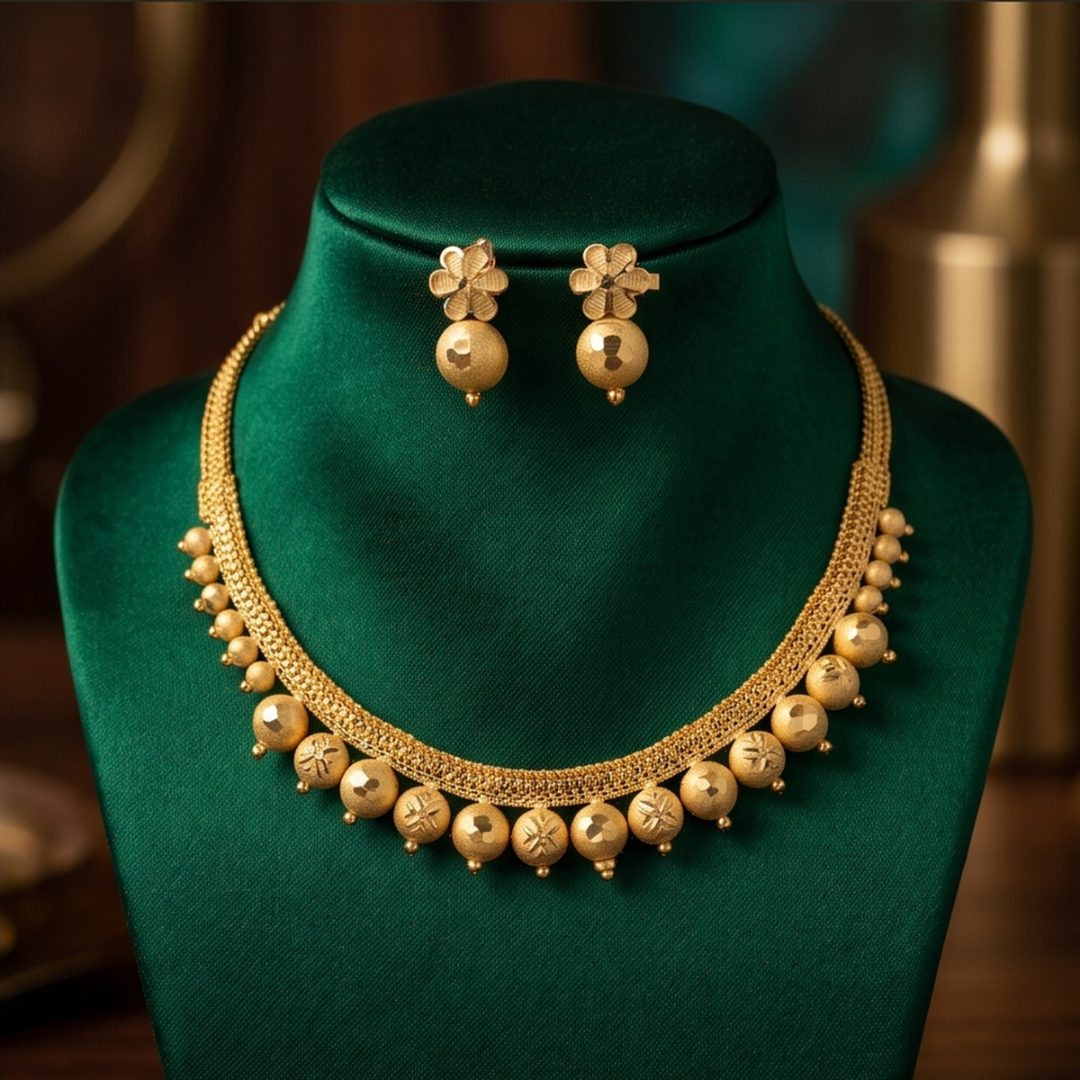DIVYORO TEXTURED LEAF GOLD SET
