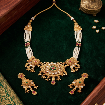 DIVYORO GRAND CIRCLE PATTERN ANTIQUE GOLD SET