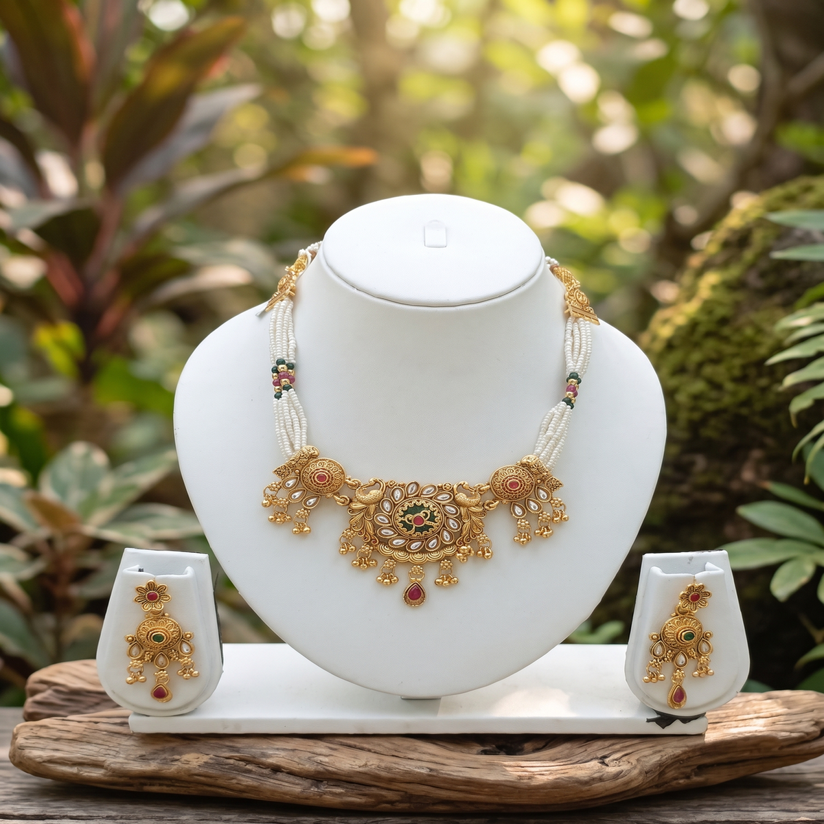 DIVYORO GRAND CIRCLE PATTERN ANTIQUE GOLD SET