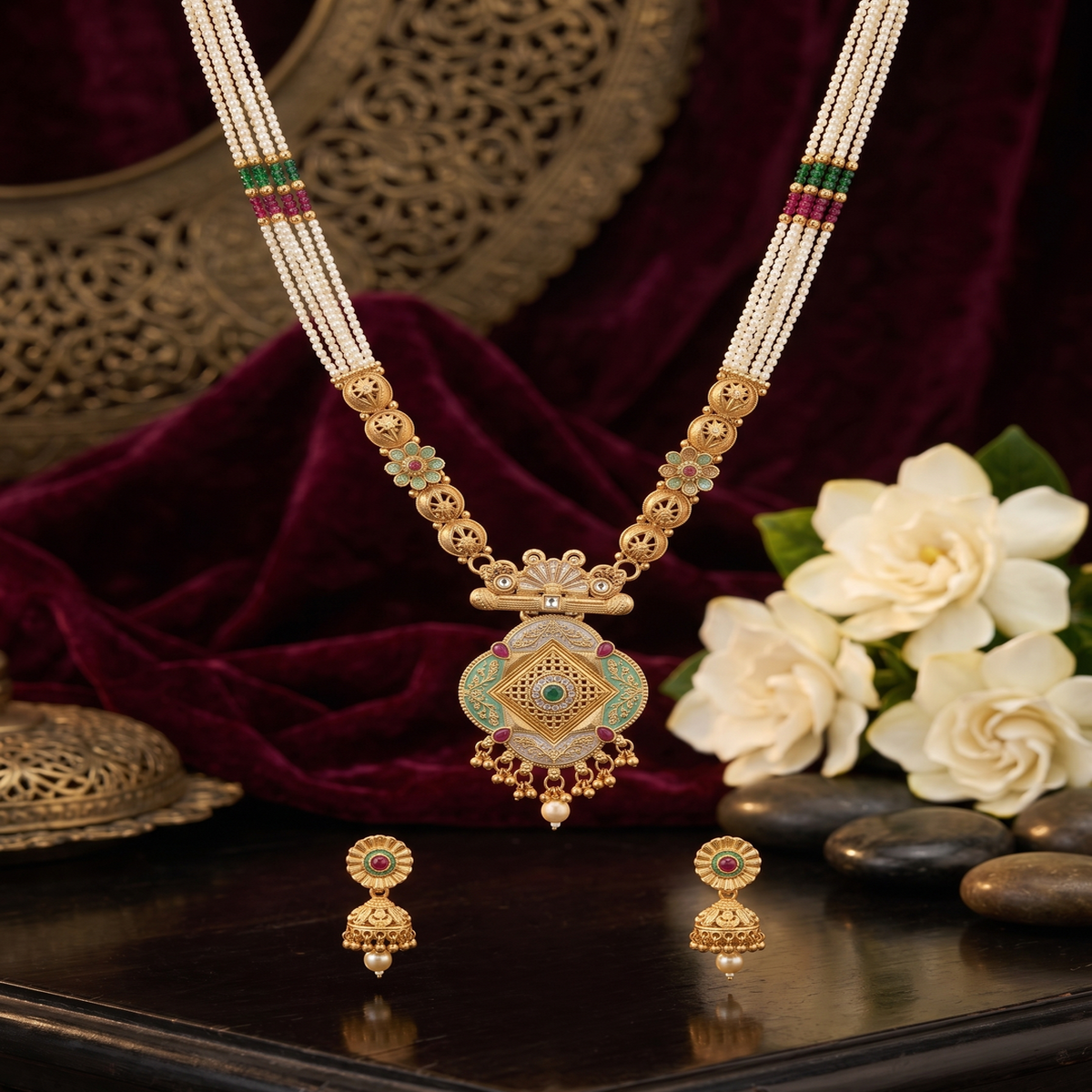 DIVYORO ROYAL LOTUS PENDANT JEWELRY SUITE