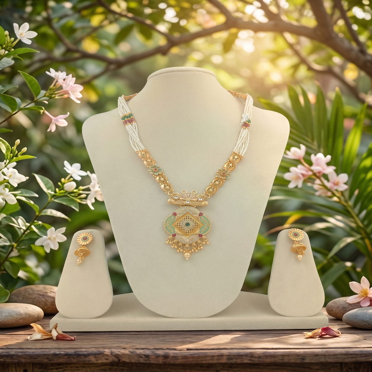 DIVYORO ROYAL LOTUS PENDANT JEWELRY SUITE