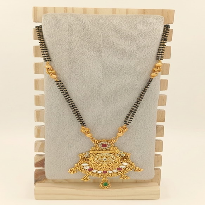 DIVYORO ANTIQUE FINISH MANGALSUTRA WITH MULTI-STONE DECORATIVE PENDANT