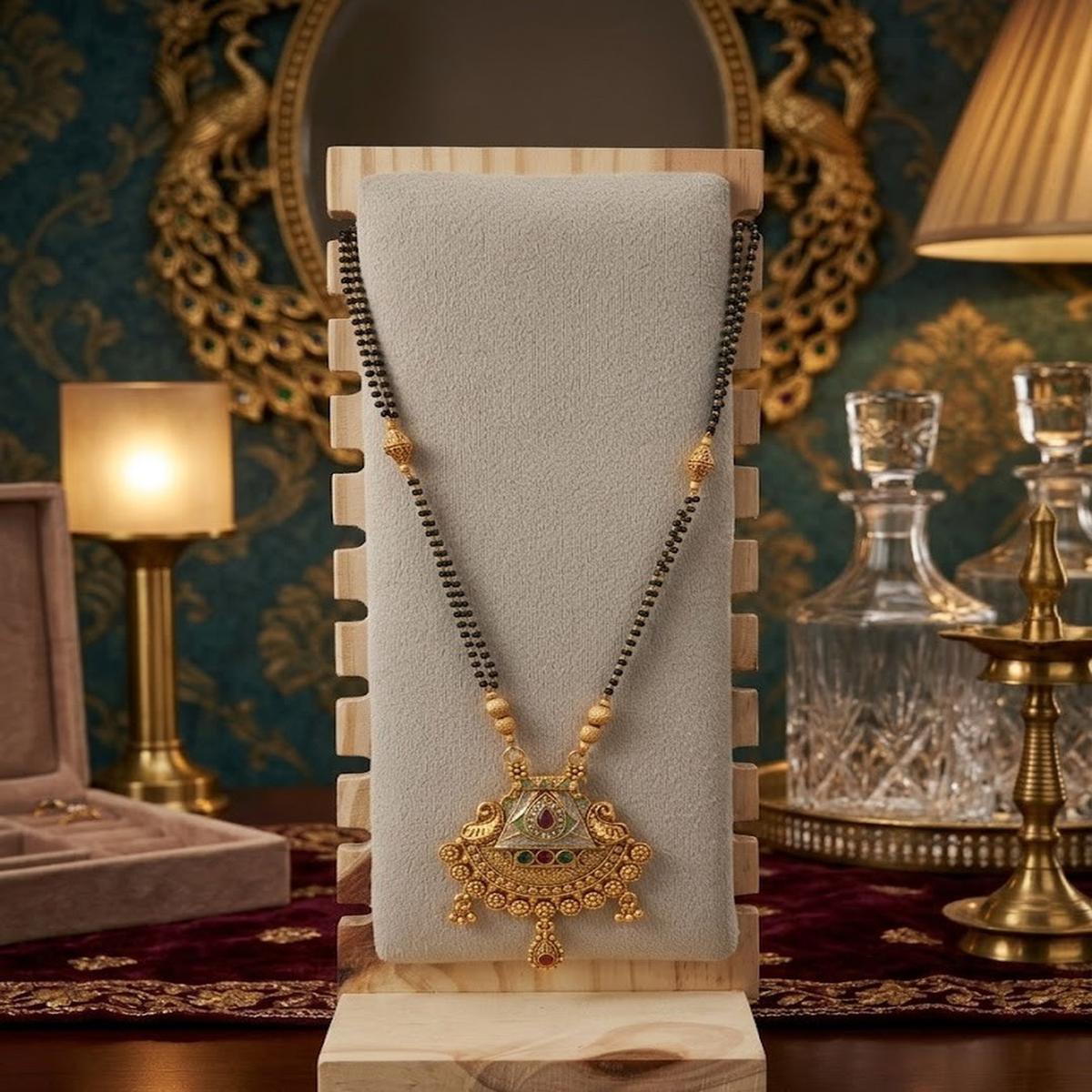 DIVYORO ELEGANT CONTEMPORARY MANGALSUTRA WITH GEMSTONE INLAY