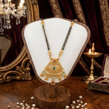 DIVYORO TRADITIONAL ARCH-DESIGN MANGALSUTRA WITH FLORAL EMBELLISHMENTS