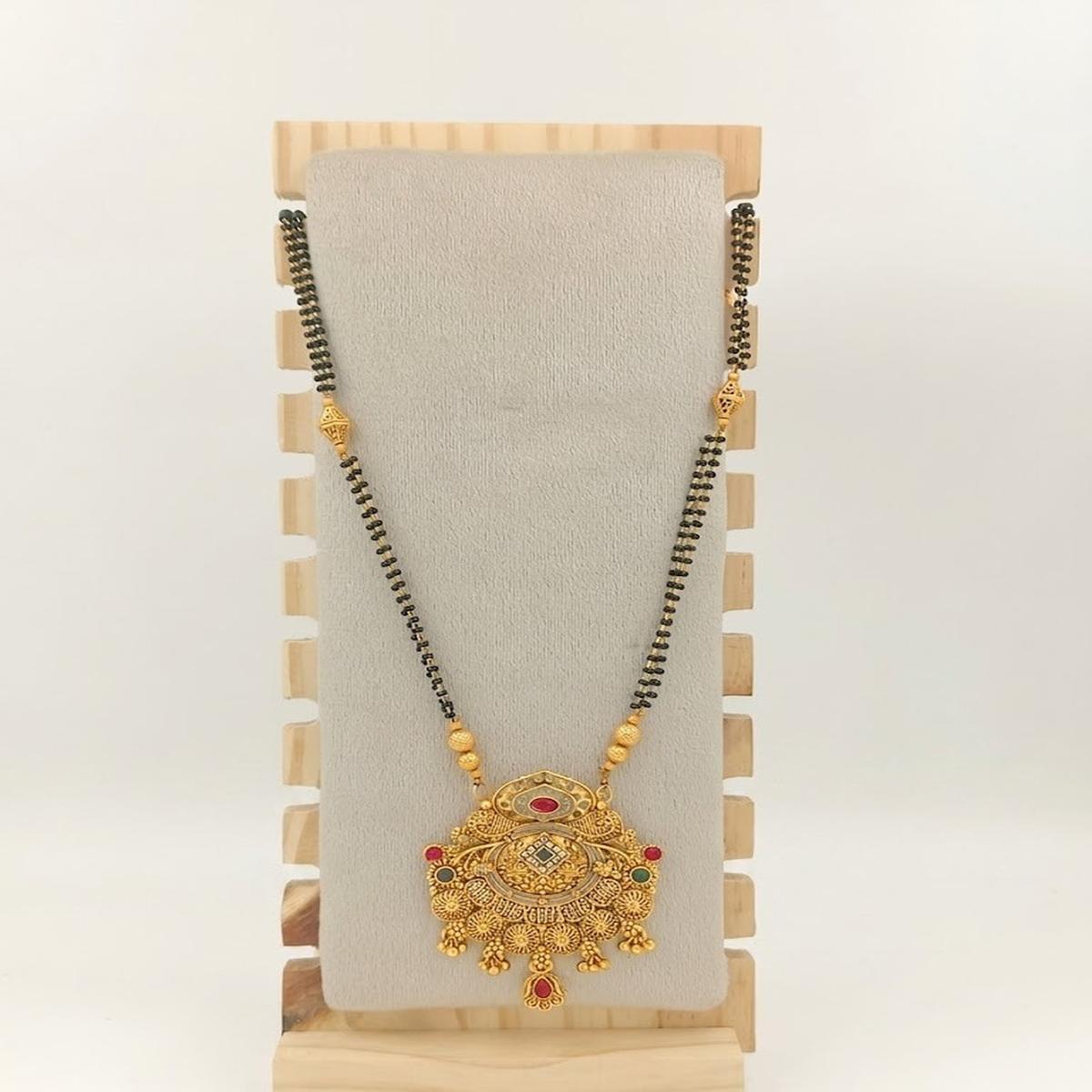 DIVYORO CLASSIC BEADED MANGALSUTRA WITH ORNATE FILIGREE PENDANT