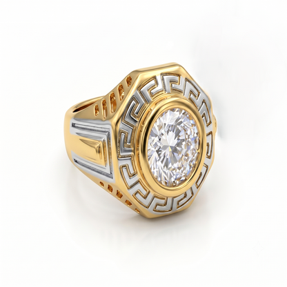 DIVYORO THE GREEK-KEY TWO-TONE SOLITAIRE SIGNET