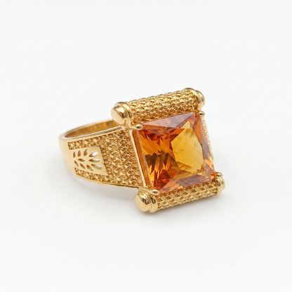 DIVYORO THE EMERALD-CUT CITRINE SCROLL RING