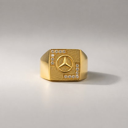 DIVYORO THE TEXTURED TRI-STAR (MERCEDES-STYLE) SIGNET