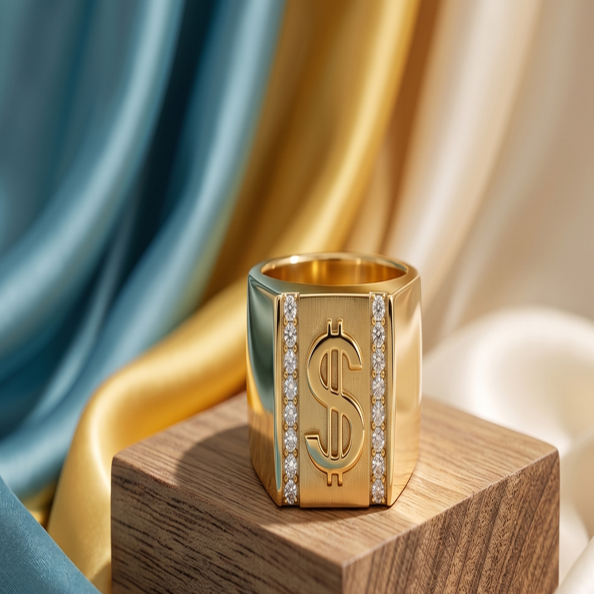 DIVYORO THE CRYSTAL-RAIL DOLLAR SIGN SIGNET