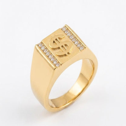 DIVYORO THE CRYSTAL-RAIL DOLLAR SIGN SIGNET