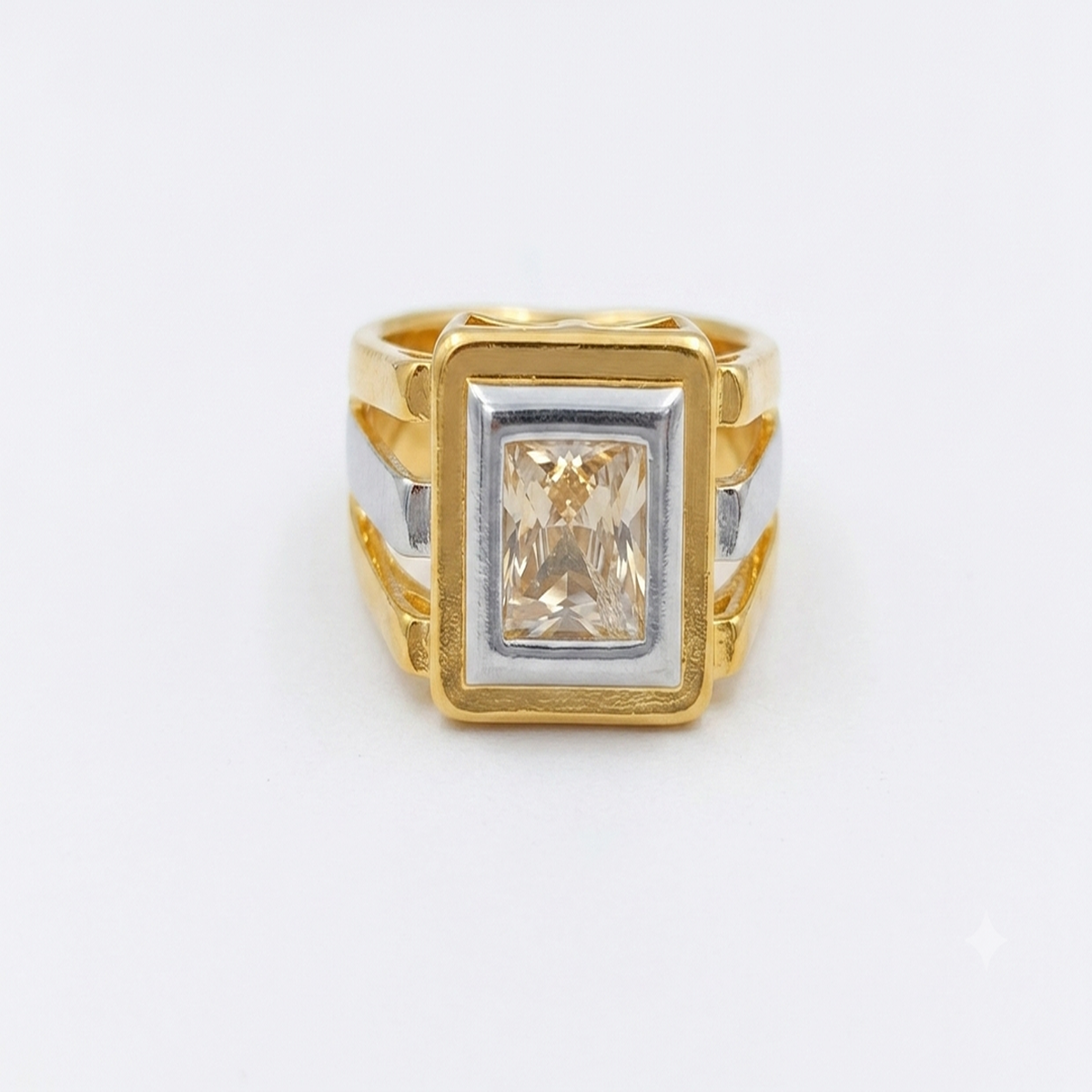DIVYORO THE PRINCESS-CUT TWO-TONE DOUBLE-FRAME RING