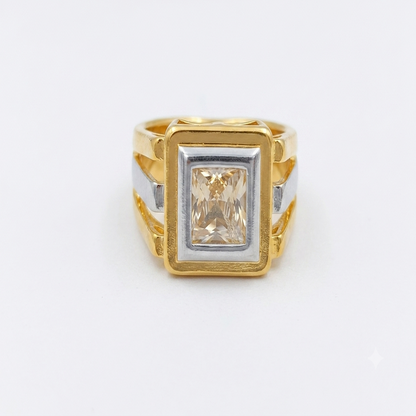 DIVYORO THE PRINCESS-CUT TWO-TONE DOUBLE-FRAME RING