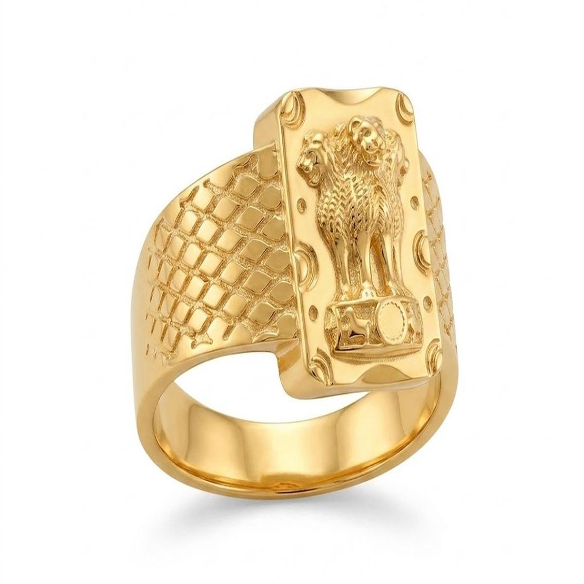 DIVYORO STATE EMBLEM OF INDIA FISH-SCALE SIGNET RING