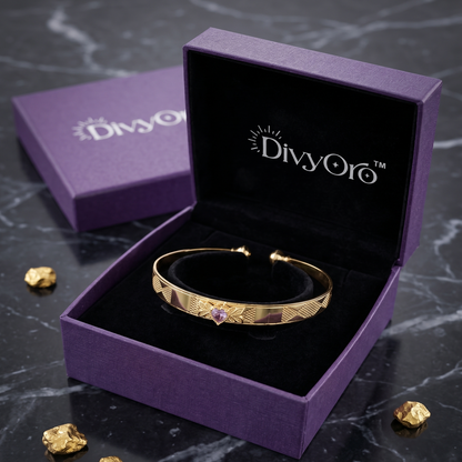 DIVYORO ORNATE HEART-CENTRIC ANTIQUE GOLD CUFF KADA