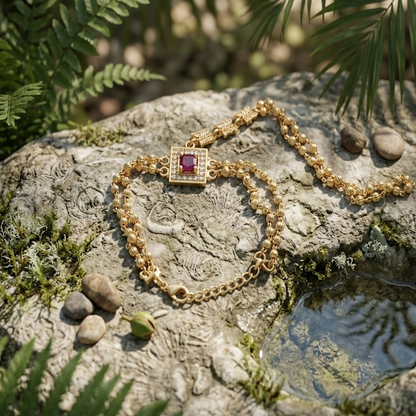 DIVYORO ELEGANT GOLD BRACELET WITH GEMSTONE-STUDDED