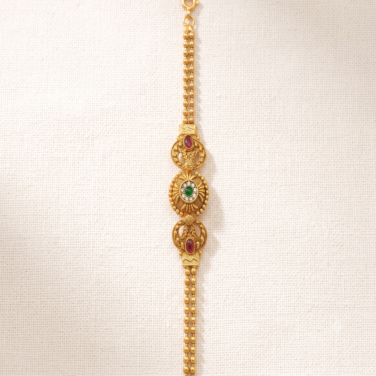 DIVYORO ROYAL FLORAL GOLD BRACELET WITH MARQUISE-CUT STONE DETAILING
