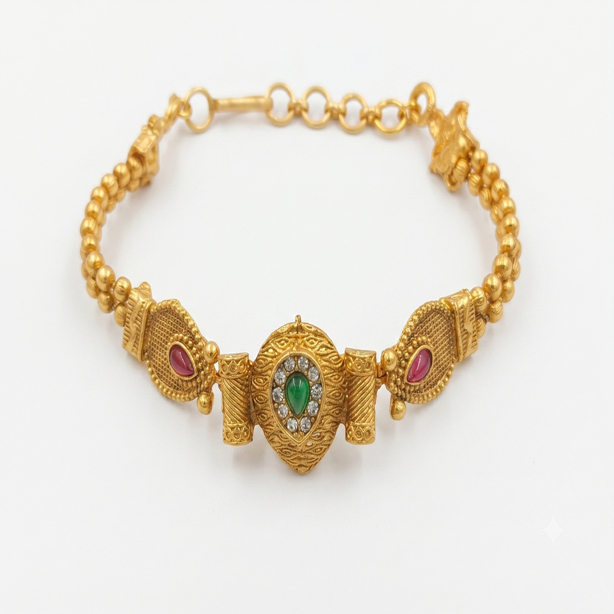 DIVYORO VINTAGE-INSPIRED GOLD BRACELET WITH CENTRAL TEARDROP STONE