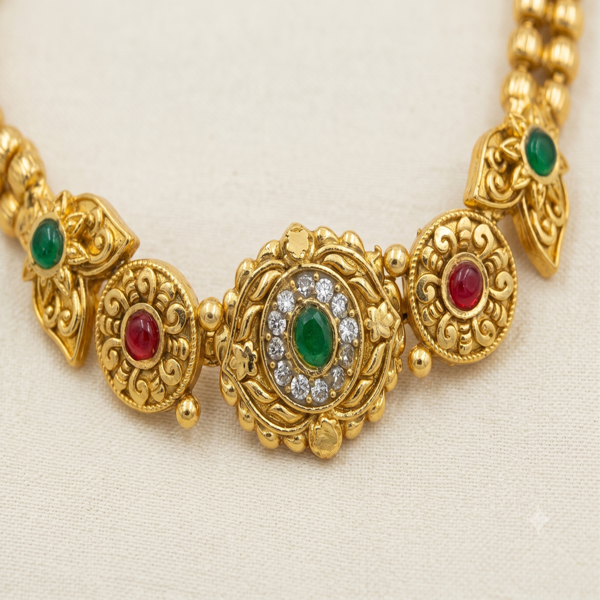 DIVYORO INTRICATE FILIGREE GOLD BRACELET WITH GEMSTONE CLUSTER