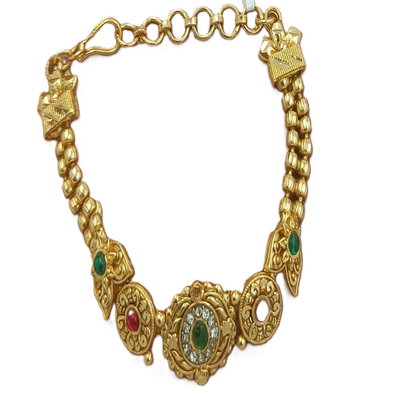 DIVYORO INTRICATE FILIGREE GOLD BRACELET WITH GEMSTONE CLUSTER