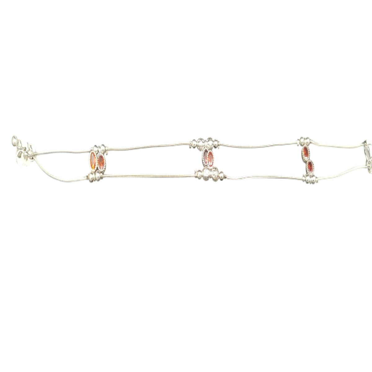 DIVYORO SILVER PLATED PAYAL WITH SQUARE RUBY AND DIAMOND BORDER