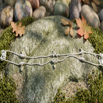 DIVYORO MINIMALIST SILVER CHAIN ANKLET WITH OVAL ORANGE STONE INLAYS