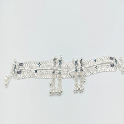 DIVYORO CLASSIC SILVER ANKLET WITH COLORFUL FLORAL ENAMEL ACCENTS