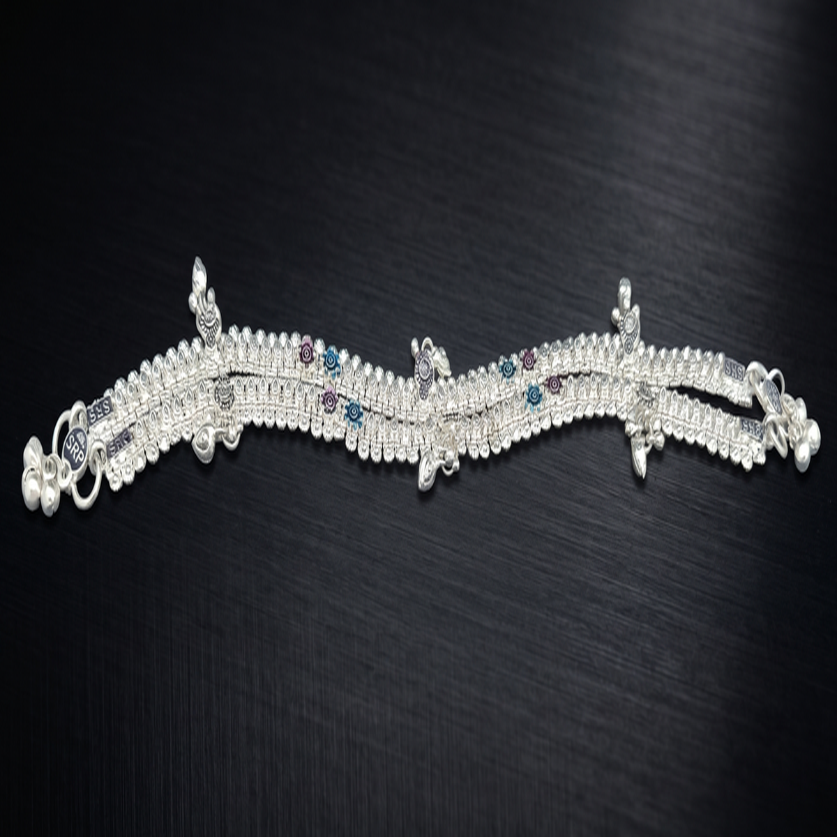 DIVYORO ELEGANT MULTI-STRAND SILVER ANKLET WITH DETAILED FILIGREE ELEMENTS