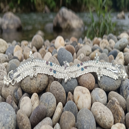 DIVYORO ELEGANT MULTI-STRAND SILVER ANKLET WITH DETAILED FILIGREE ELEMENTS