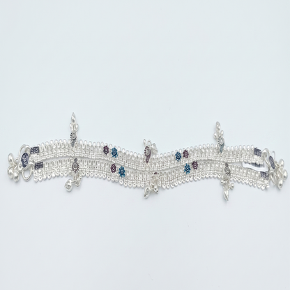 DIVYORO ELEGANT MULTI-STRAND SILVER ANKLET WITH DETAILED FILIGREE ELEMENTS