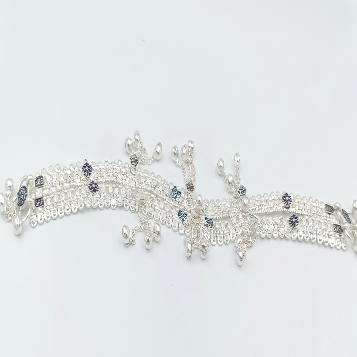 DIVYORO ETHNIC GHUNGROO ANKLET MULTICOLOUR ENAMEL WORK