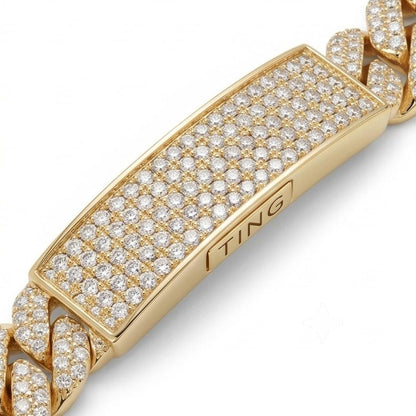 DIVYORO MEN'S GOLD CRYSTAL PAVE ID LINK BRACELET