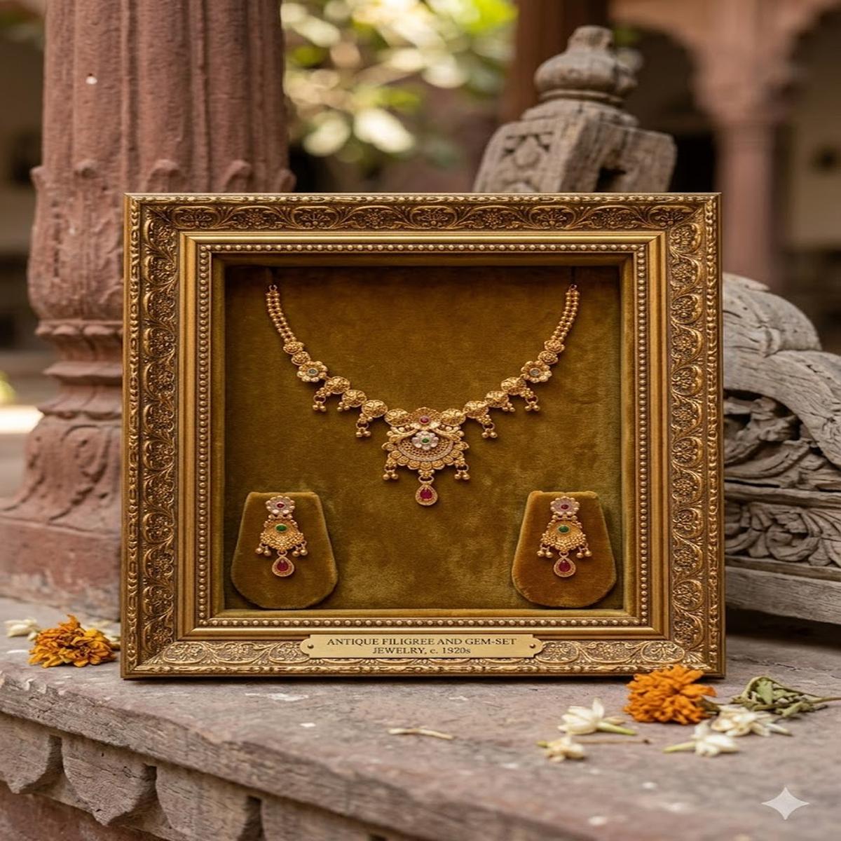 DIVYORO INTRICATE FILIGREE ANTIQUE GEMSTONE DETAILS