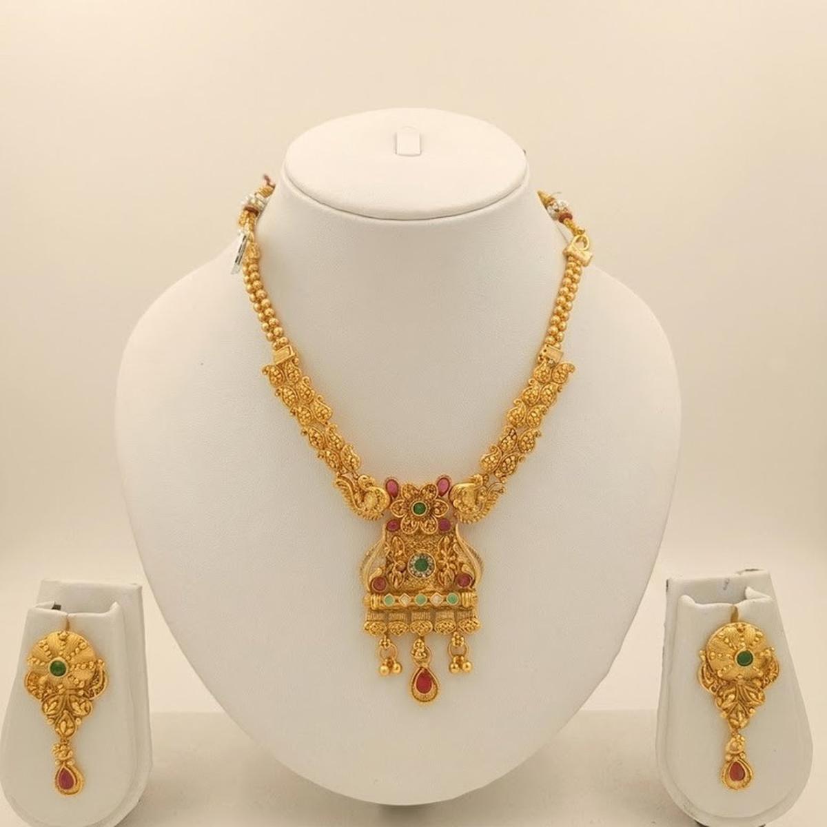 DIVYORO HERITAGE STYLE ANTIQUE GREEN AND RED STONE INLAYS