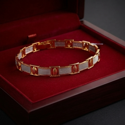 DIVYORO MEN'S GOLD AND SILVER TONE TEXTURED LINK BRACELET
