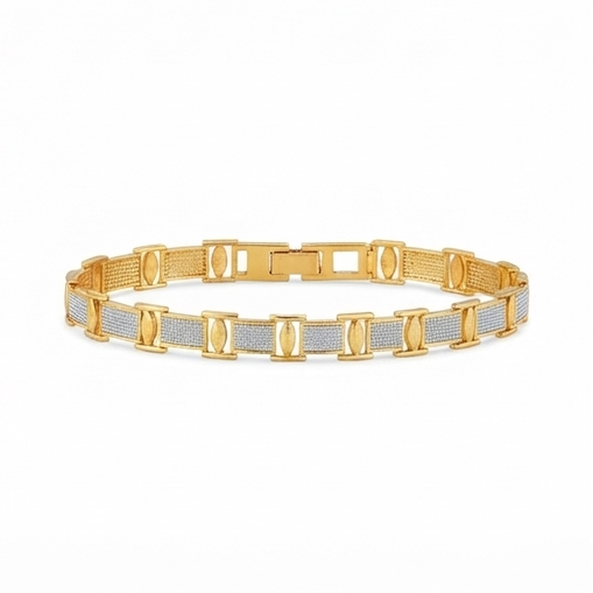 DIVYORO MEN'S GOLD AND SILVER TONE TEXTURED LINK BRACELET