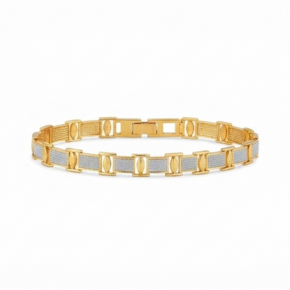 DIVYORO MEN'S GOLD AND SILVER TONE TEXTURED LINK BRACELET