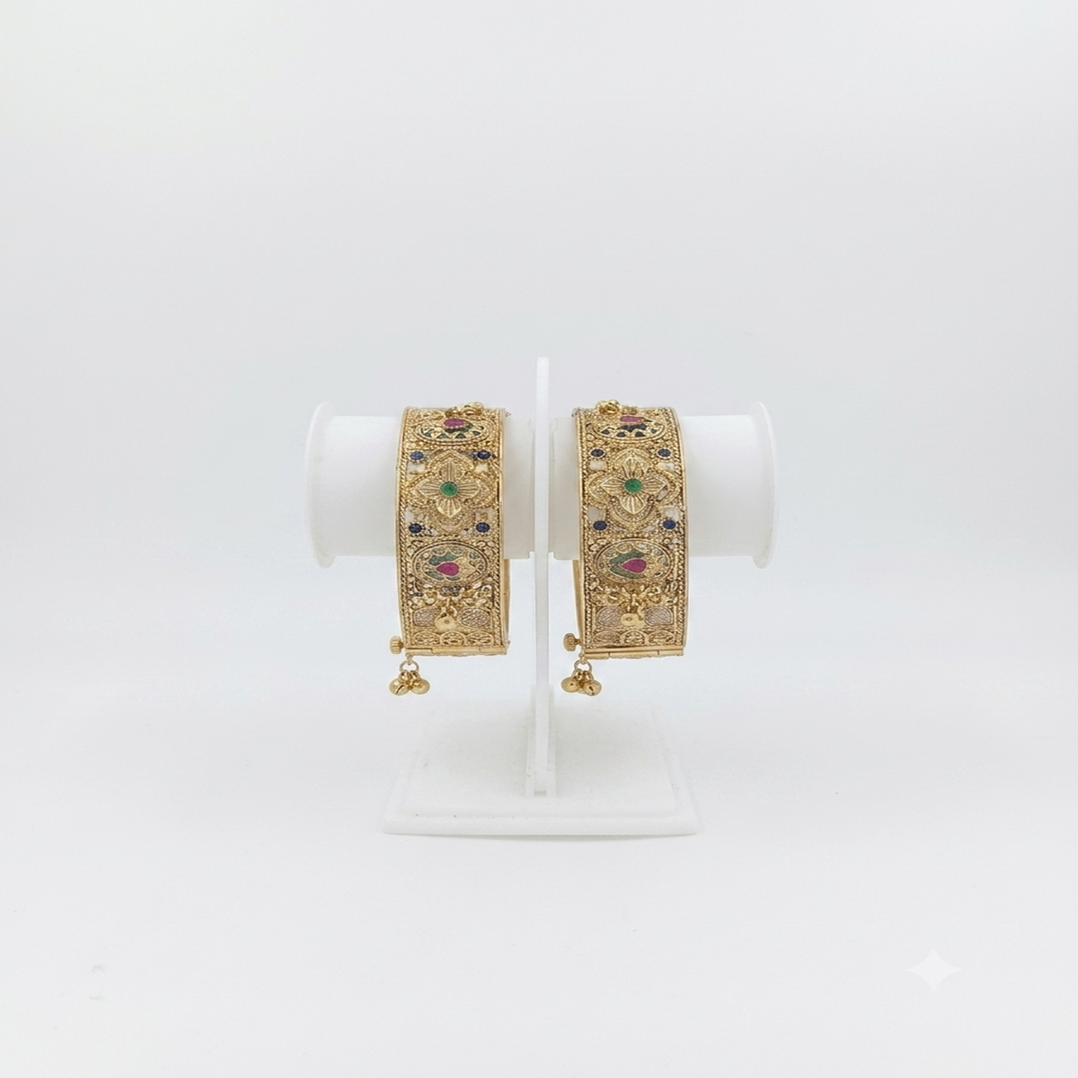 DIVYORO HERITAGE-INSPIRED ANTIQUE GOLD HINGED BANGLE WITH FLORAL MOTIFS